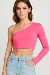 Crop Top Manga Fucsia Neon Talla S/m