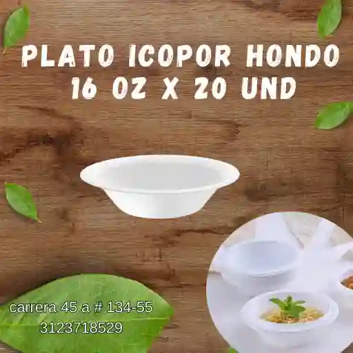 Plato Icopor Hondo Darnel 16 Oz X 20 Und