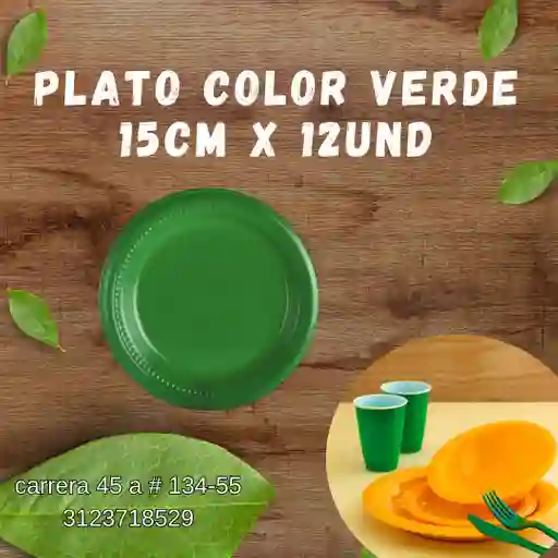 Plato Color Verde Darnel 15 Cm X 12 Und