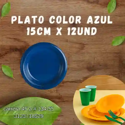 Plato Color Azul Darnel 15 Cm X 12 Und