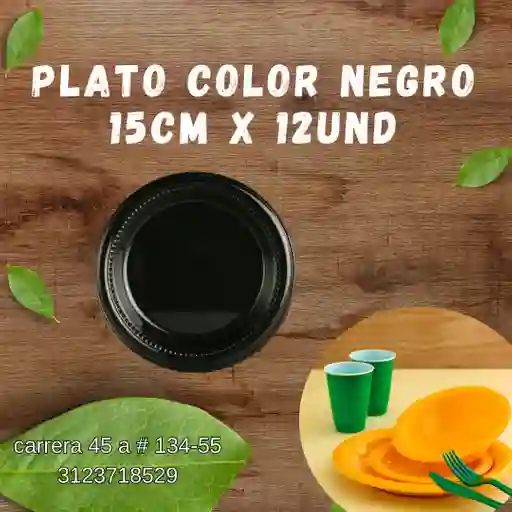 Plato Color Negro Darnel 15 Cm X 12 Und