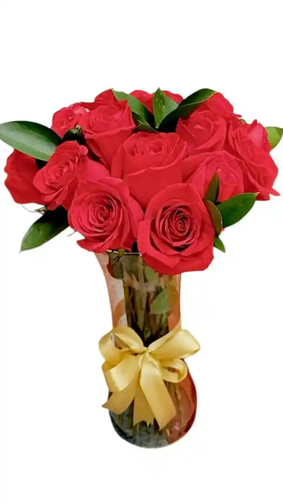 Jarrón De Rosas Rojas