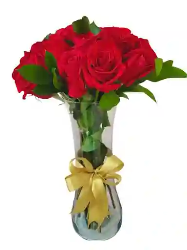 Jarrón De Rosas Rojas
