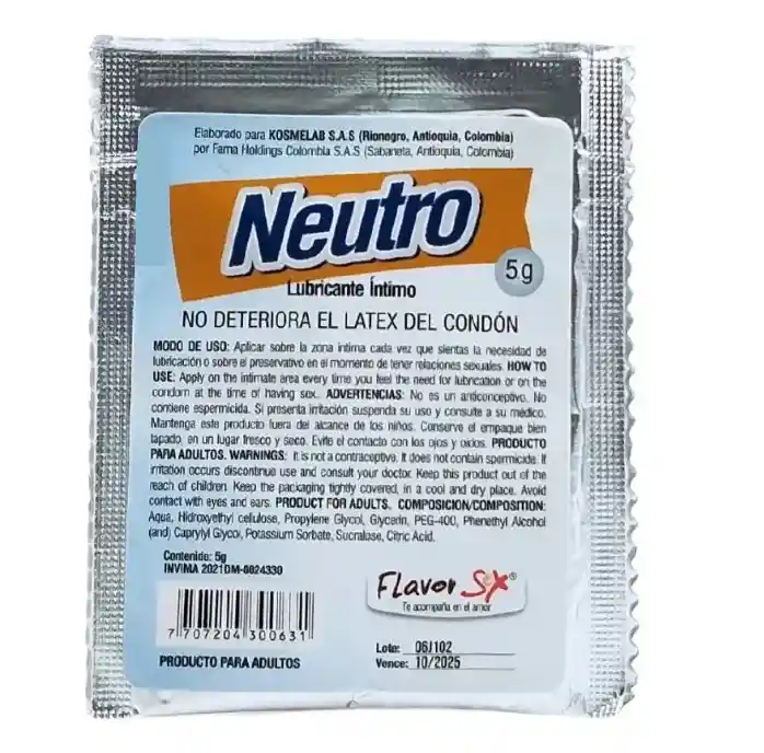 Lubricante Intimo Neutro 5g