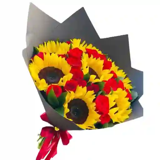 Ramo De Girasoles Y Rosas Rojas