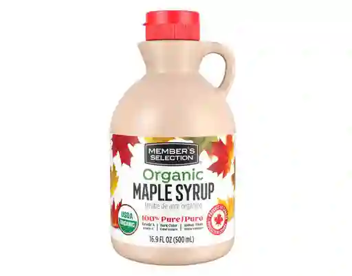 Member's Selection Jarabe De Arce Orgánico 100% Puro– Endulzante Natural, Sello Usda Organic, Ideal Para Pancakes, Waffles Y Postres Gourmet, 500 Ml - 16.9 Oz