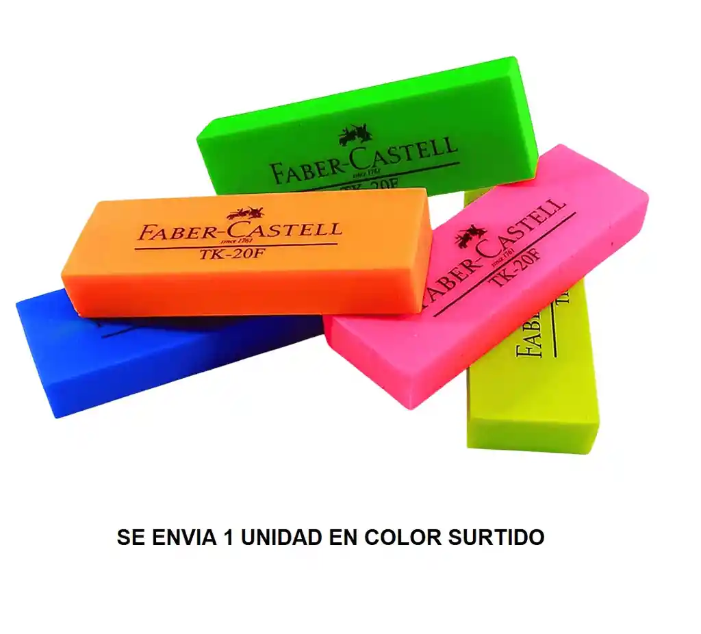 Borrador Fluorescente Faber Castell Colores Surtidos