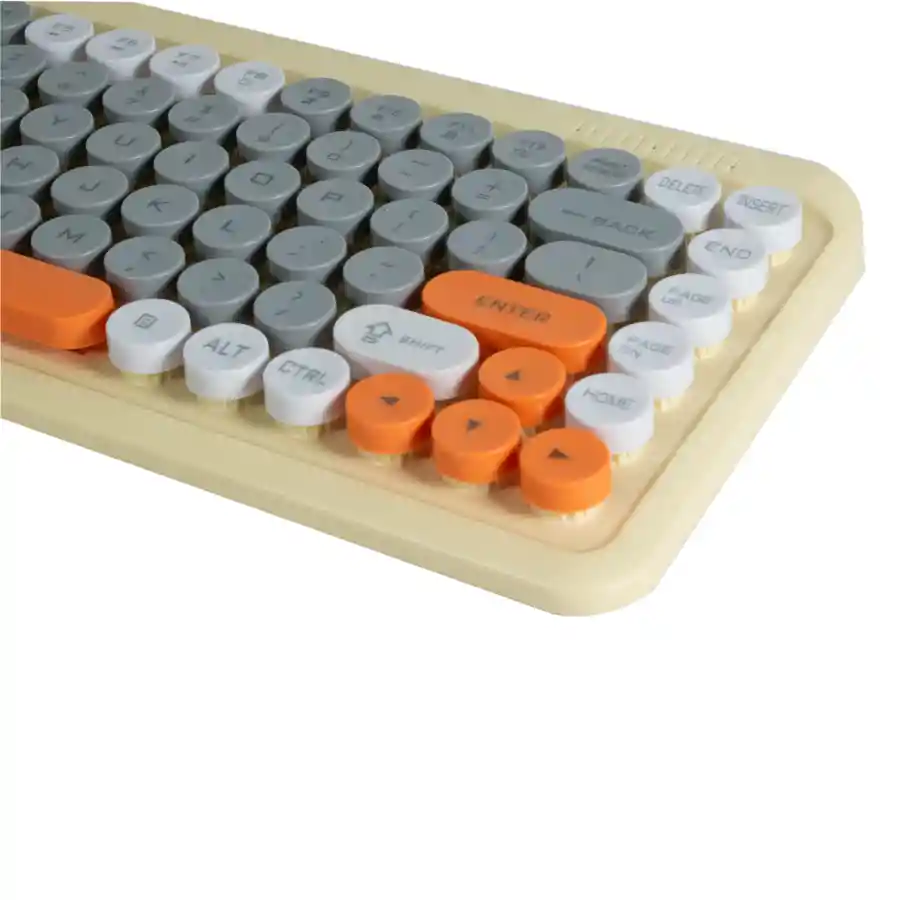 Combo Teclado Y Mouse Inalambrico T968 Naranja Mixed