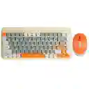 Combo Teclado Y Mouse Inalambrico T968 Naranja Mixed