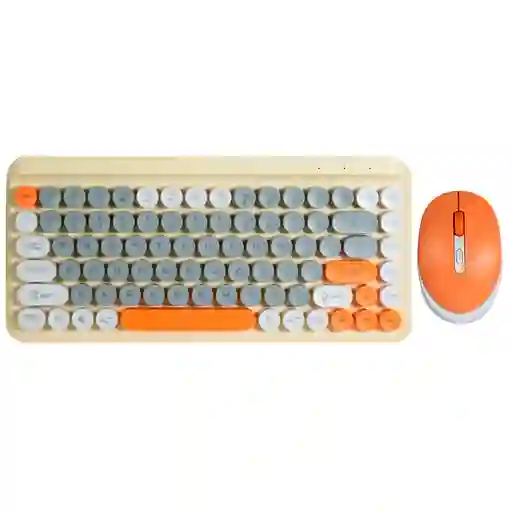 Combo Teclado Y Mouse Inalambrico T968 Naranja Mixed