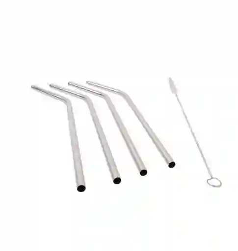 Set 4 Pitillos Reutilizables Ecológicos Acero Inoxidable