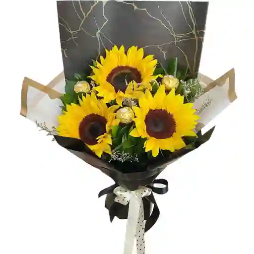Ramo De Girasoles Con 3 Chocolates
