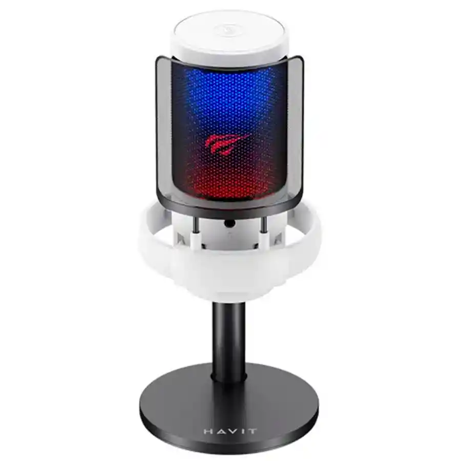Microfono Gamer Havit Gk50 Rgb Cardioide Blanco Blanco