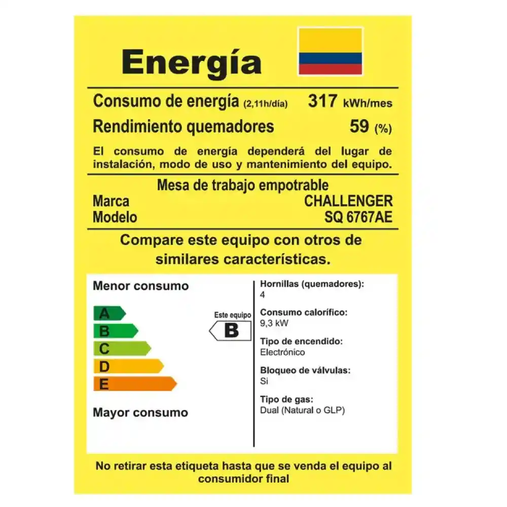 Estufa De Empotrar Challenger 4 Puestos Vidrio Sq 6767 Ae