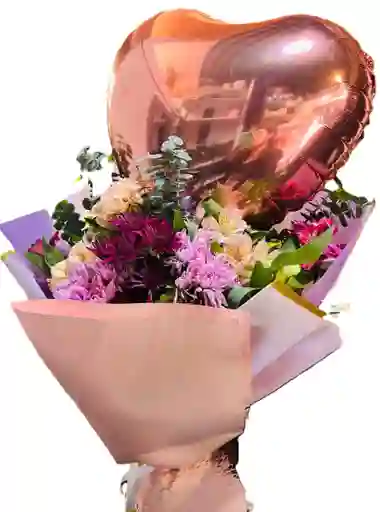 Flores Margarita, Astromelia Con Globo Corazón