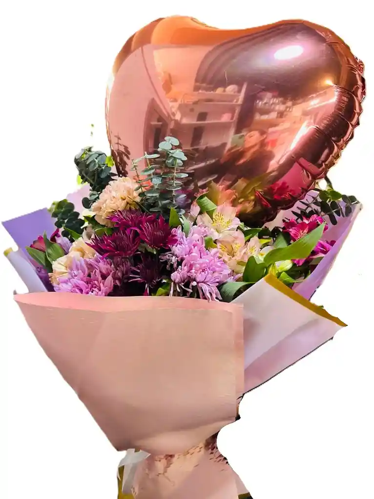 Flores Margarita, Astromelia Con Globo Corazón