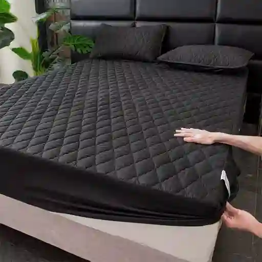 Protector De Colchón 100% Antifluido Cama 120x190 Semi Doble - Negro