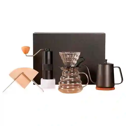 Set X5 Cafetera Lujo Vertido Café V60 Grinder Acero 40 Filtros