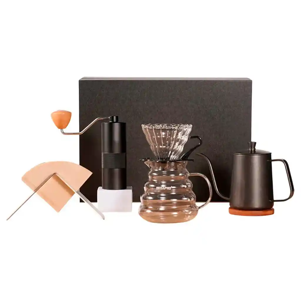 Set X5 Cafetera Lujo Vertido Café V60 Grinder Acero 40 Filtros