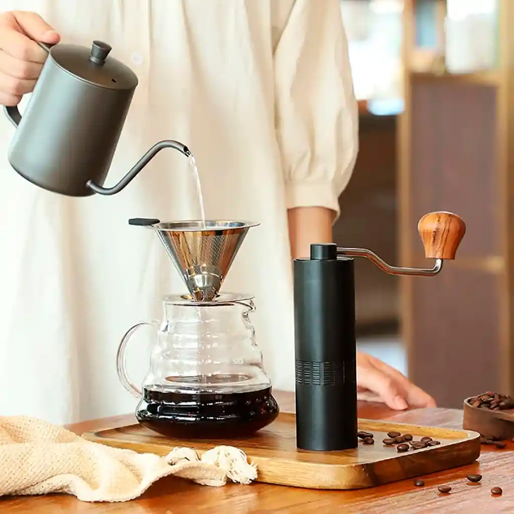 Set X5 Cafetera Lujo Vertido Café V60 Grinder Acero 40 Filtros