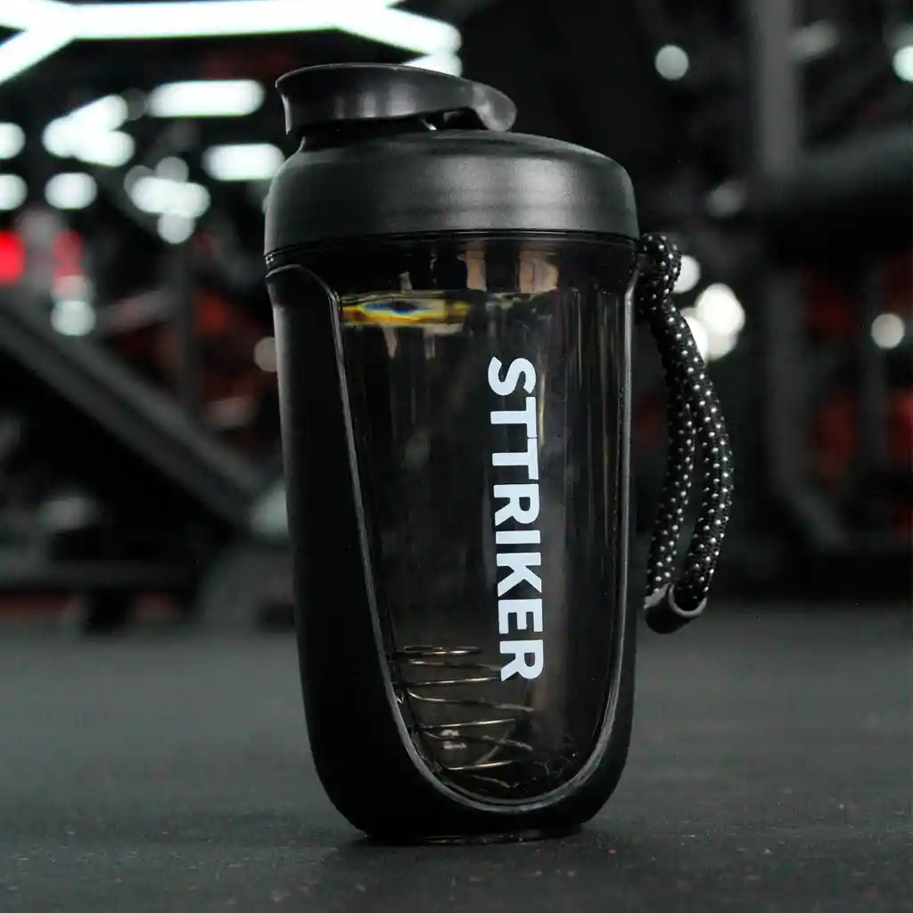 Termo Shaker Proteína 600ml Vaso Base Curva Mezclador Negro