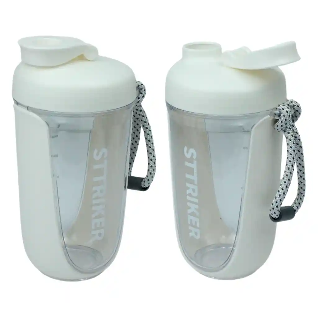 Termo Shaker Proteína 600ml Vaso Base Curva Mezclador Blanco