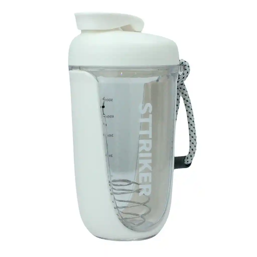 Termo Shaker Proteína 600ml Vaso Base Curva Mezclador Blanco