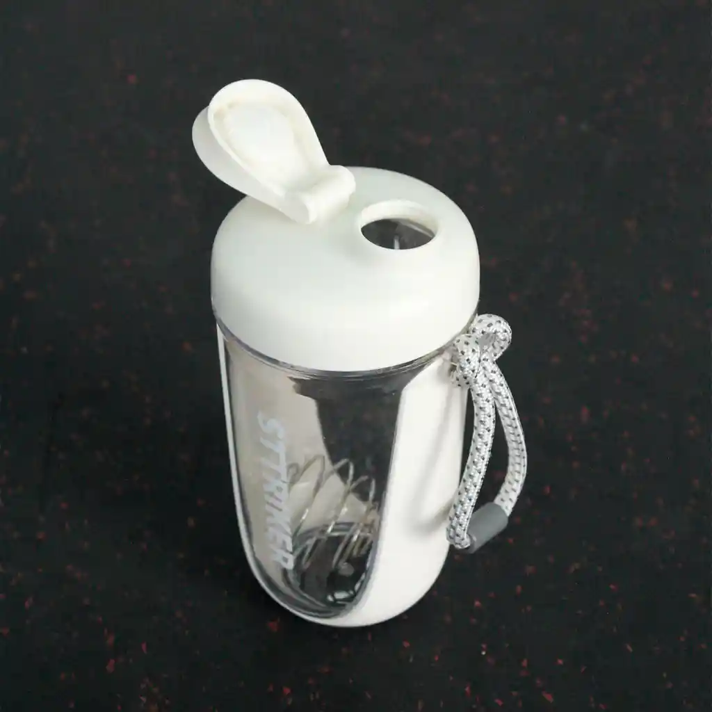 Termo Shaker Proteína 600ml Vaso Base Curva Mezclador Blanco