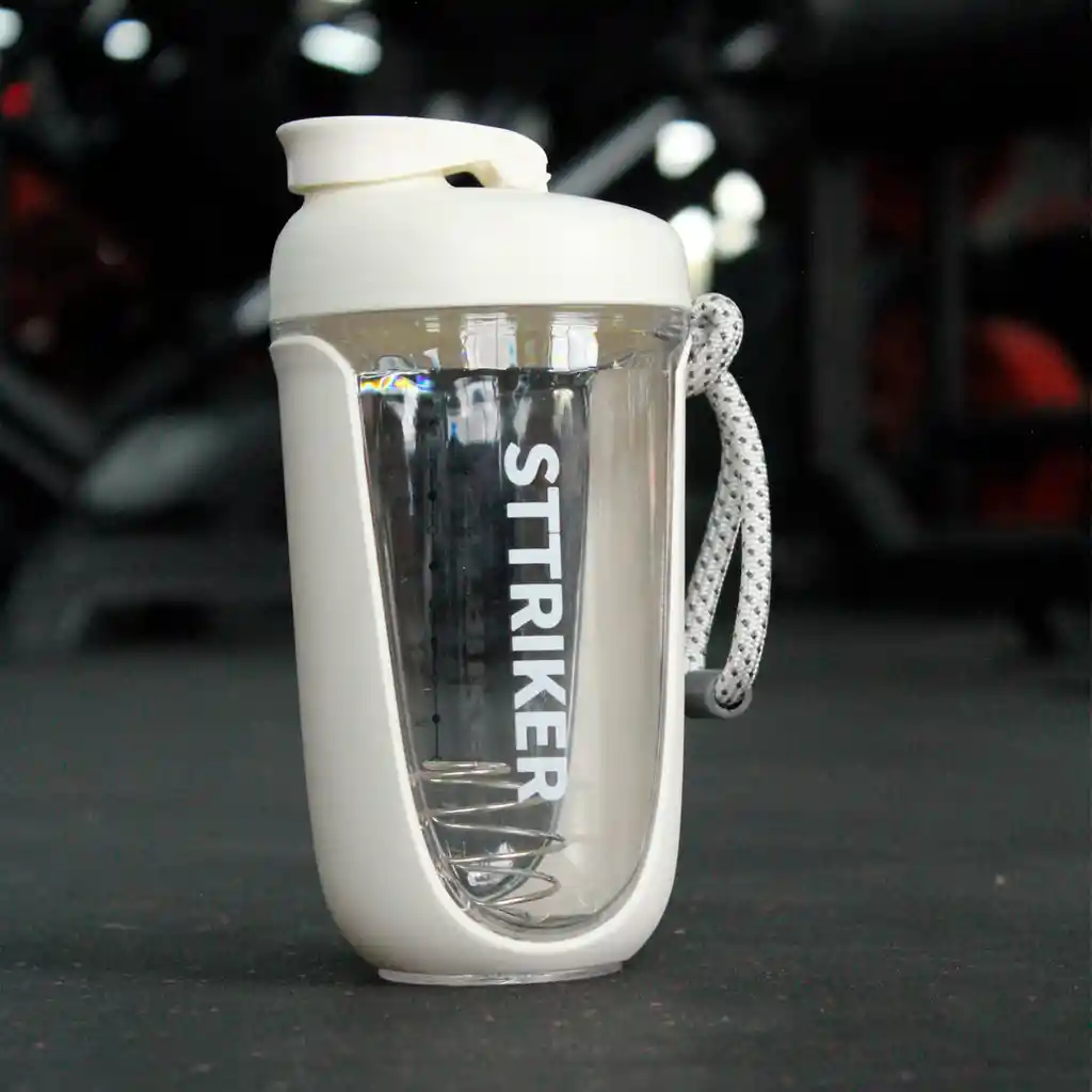 Termo Shaker Proteína 600ml Vaso Base Curva Mezclador Blanco