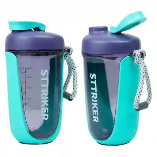 Termo Shaker Proteína 600ml Vaso Base Curva Mezclador Morado/verde