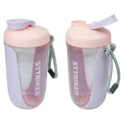 Termo Shaker Proteína 600ml Vaso Base Curva Mezclador Rosado/lila