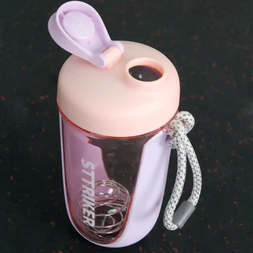 Termo Shaker Proteína 600ml Vaso Base Curva Mezclador Rosado/lila
