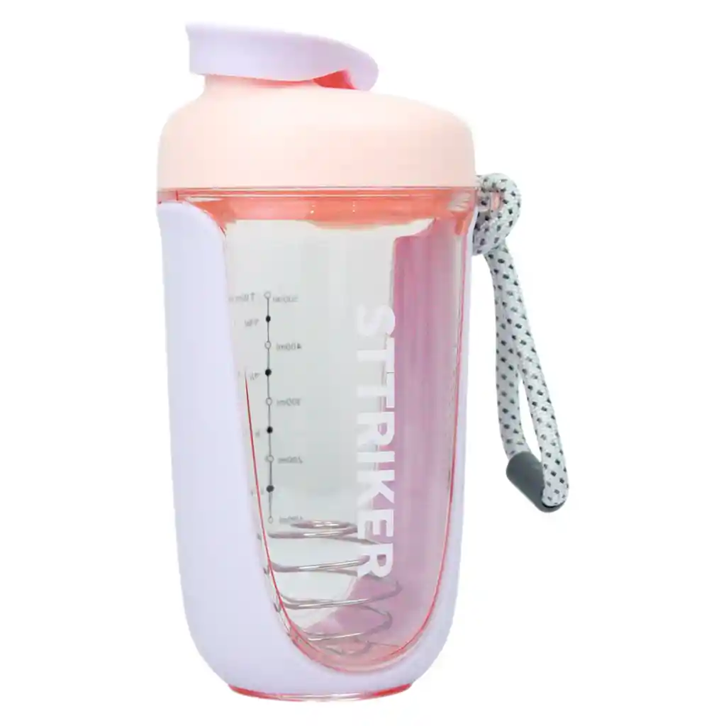 Termo Shaker Proteína 600ml Vaso Base Curva Mezclador Rosado/lila