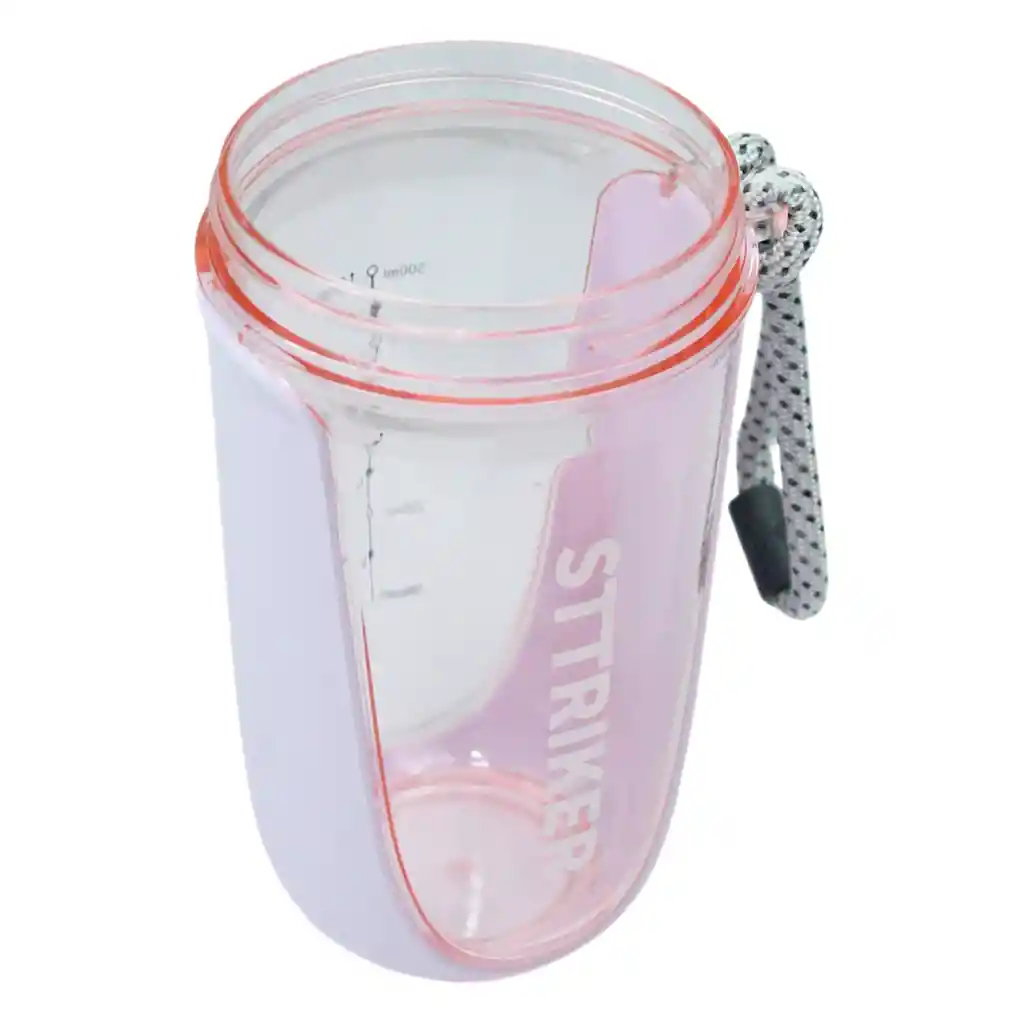 Termo Shaker Proteína 600ml Vaso Base Curva Mezclador Rosado/lila