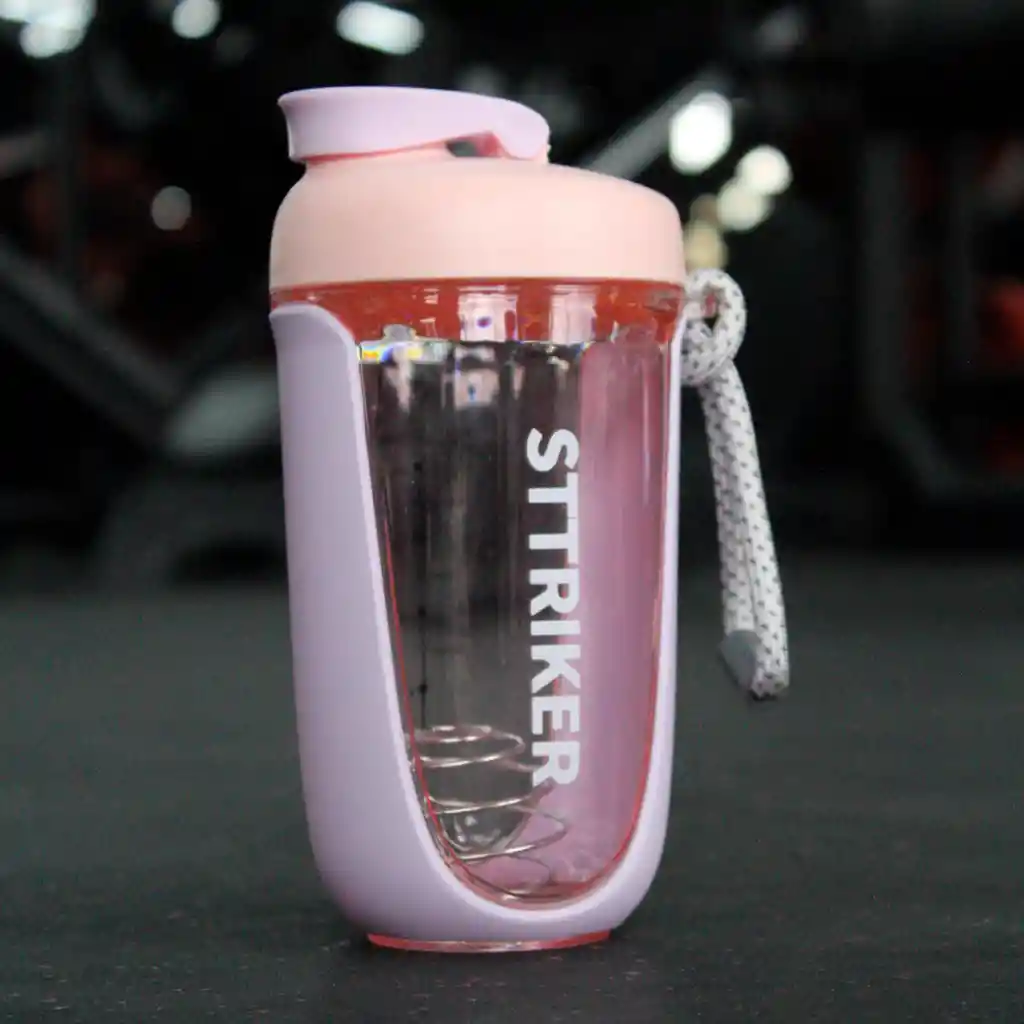 Termo Shaker Proteína 600ml Vaso Base Curva Mezclador Rosado/lila