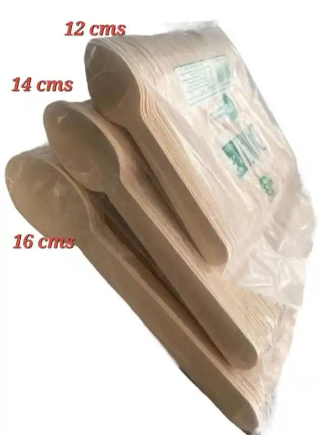 Cucharas Medianas Madera 14 Cms X 100 Unds