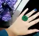 Anillo Redondo Arte Resina Aguamarina