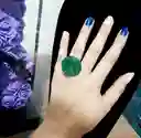 Anillo Redondo Arte Resina Aguamarina