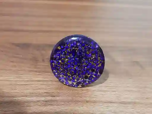 Anillo Redondo Arte Resina Morado