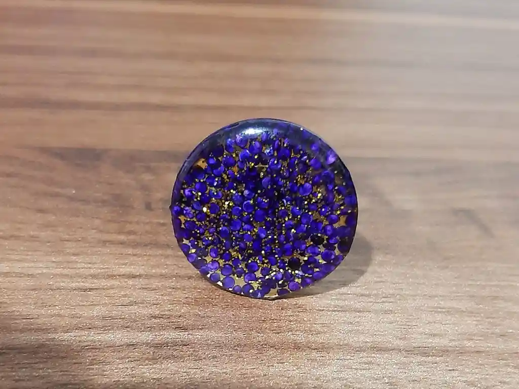 Anillo Redondo Arte Resina Morado