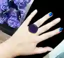 Anillo Redondo Arte Resina Morado