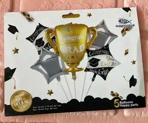 Bouquet Grado Copa X5 Piezas Globos