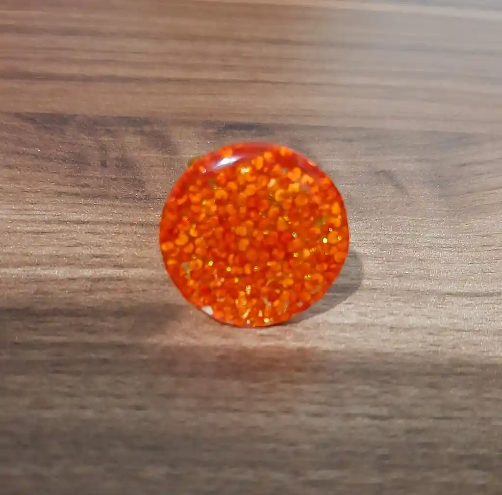 Anillo Redondo Arte Resina Naranja