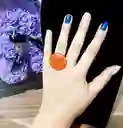 Anillo Redondo Arte Resina Naranja