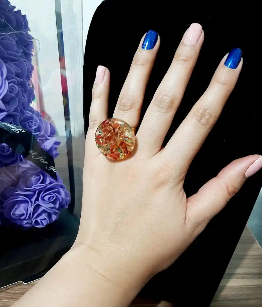 Anillo Redondo Arte Resina Colores