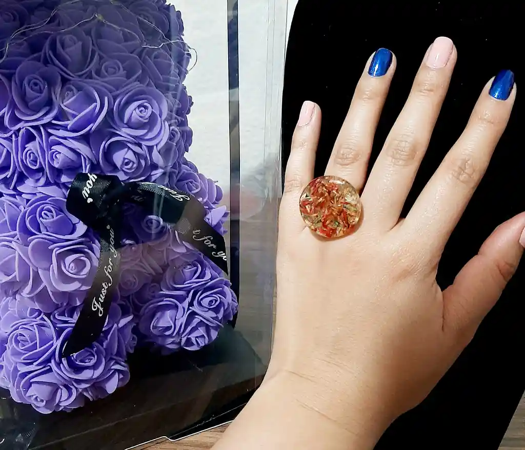 Anillo Redondo Arte Resina Colores