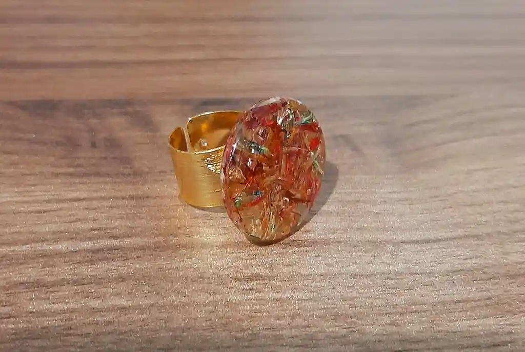 Anillo Redondo Arte Resina Colores