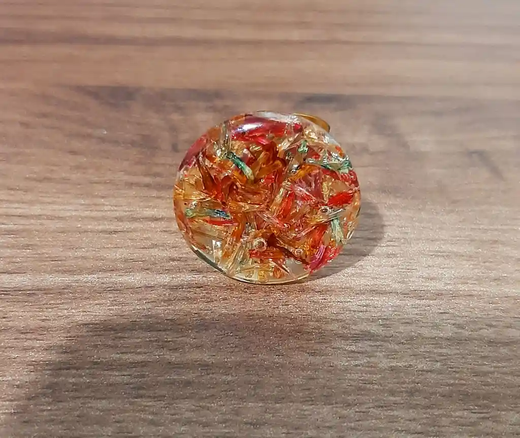 Anillo Redondo Arte Resina Colores