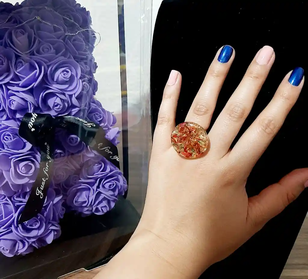 Anillo Redondo Arte Resina Colores