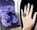 Anillo Redondo Arte Resina Amarillo Con Negro